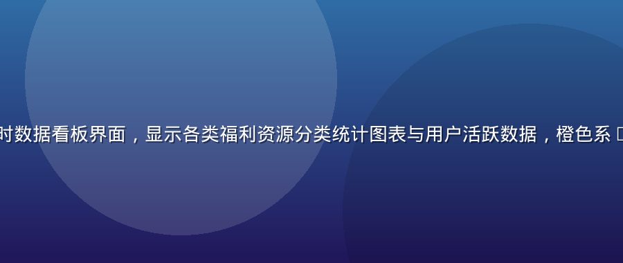 导航福利平台实时数据看板界面，显示各类福利资源分类统计图表与用户活跃数据，橙色系UI设计简洁直观